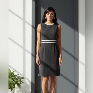 Elegant Black and White Sleeveless Dress Size L